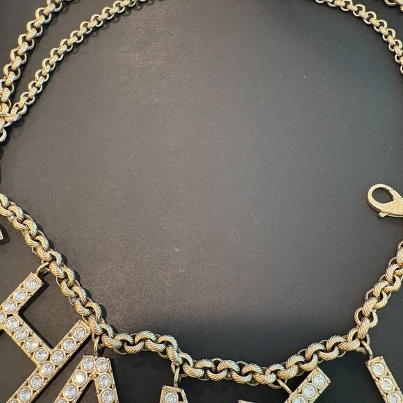 Vintage Lagerfeld Chanel Crystal Logo Chain Belt Necklace Bag Jewelry main image 6